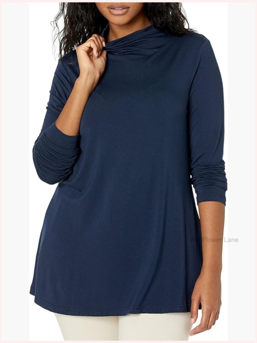 Women's Jersey Long-Sleeve Mock Neck Swing Tunic Layering Piece